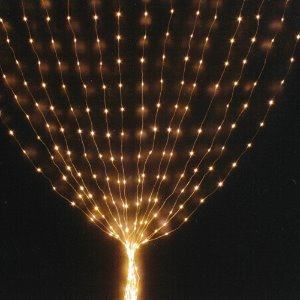 LED 200구 반딧불 커튼 전구 (2.8M X 1M) 투명선/전구색 (H320213)점멸/무점멸 겸용 (연결안됨)